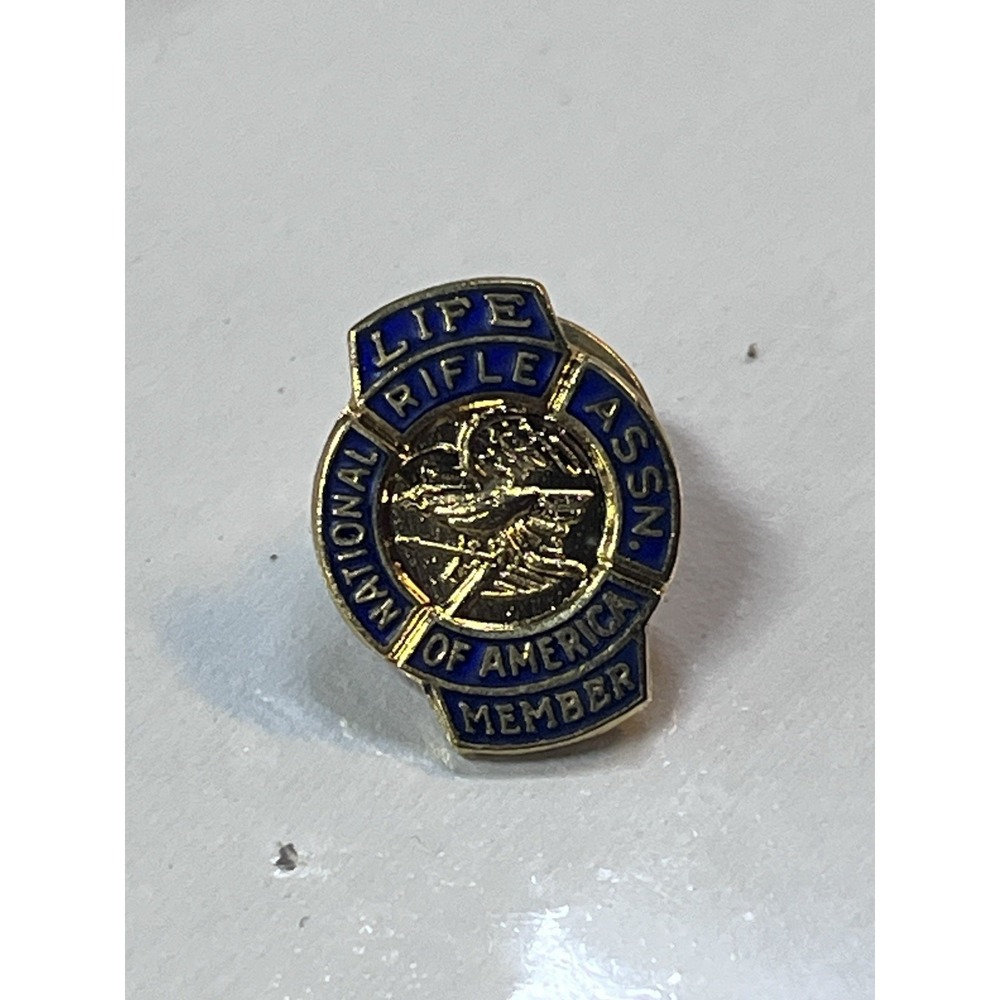 NRA Life Member Lapel Pin National Rifle Association Tie Tack Blue Enamel